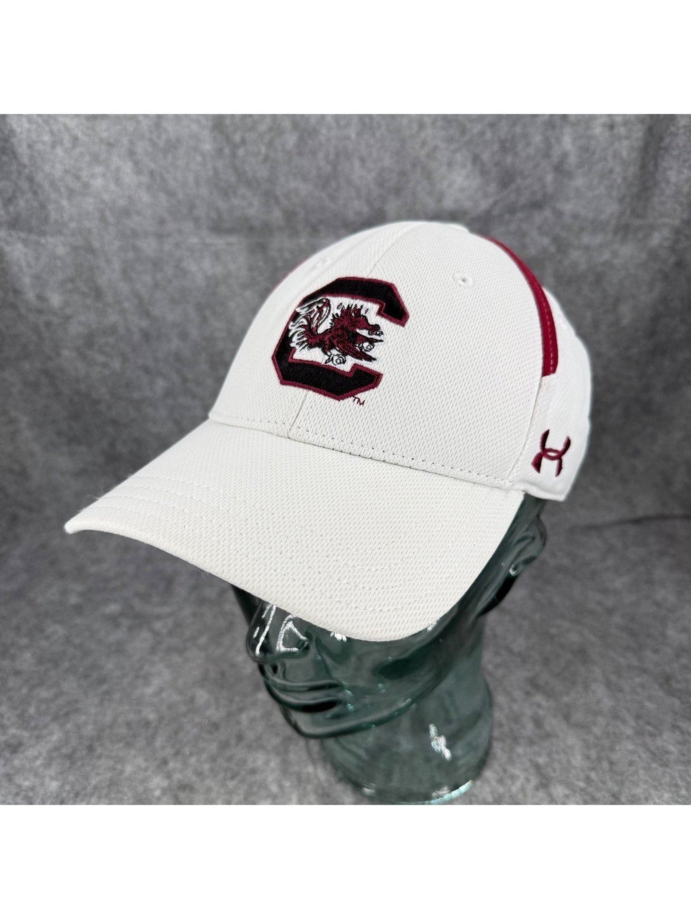 South Carolina Gamecocks Stretch Cap Hat White Garnet Adult Size Small 889